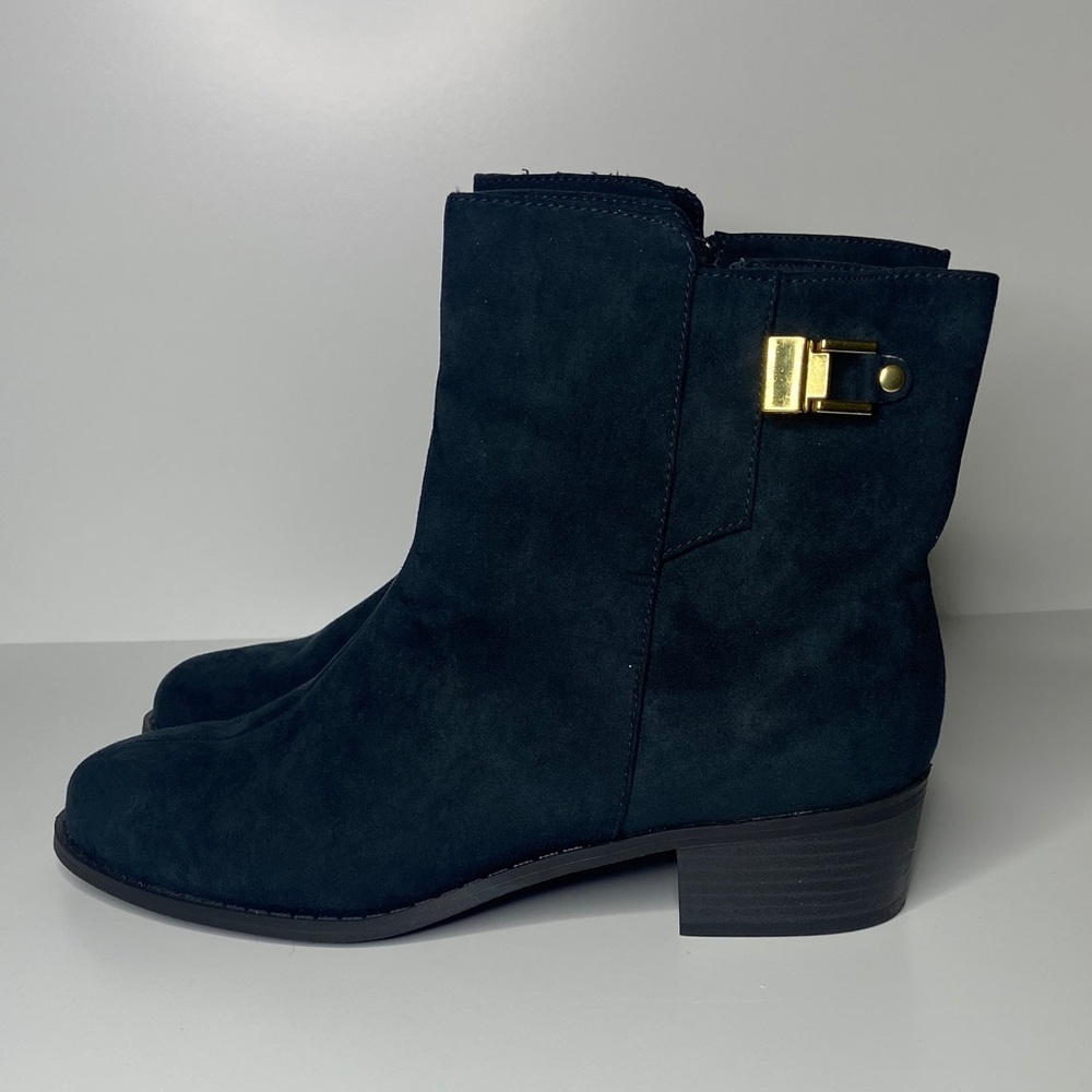 Avon Navy Ankle Boots with Gold Buckle